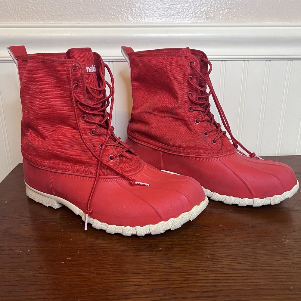 Native Shoes The Jimmy Boot‎ Red Duck Boots Mens 9 Women 11 Waterproof Vegan EVA